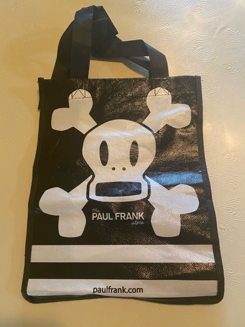 Paul Frank Black and White Skull Graphic Tote Bag